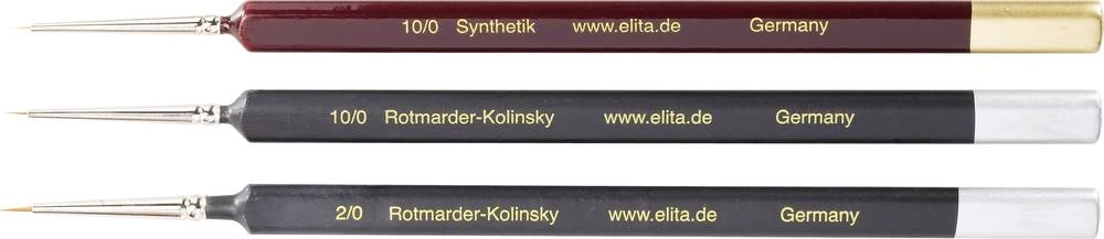 Rotmarder sintetički kistovi,3 komada Elita 51172 jačina 10/0, 10/0 und 2/0 slika