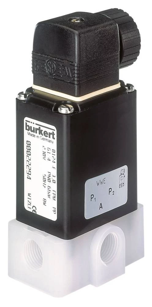 2/2-razvodni ventil s izravnim upravljanjem Bürkert 63786 230 V/AC G 1/4 nazivna širina 5 mm materijal kućišta PVDF brtveni mate slika