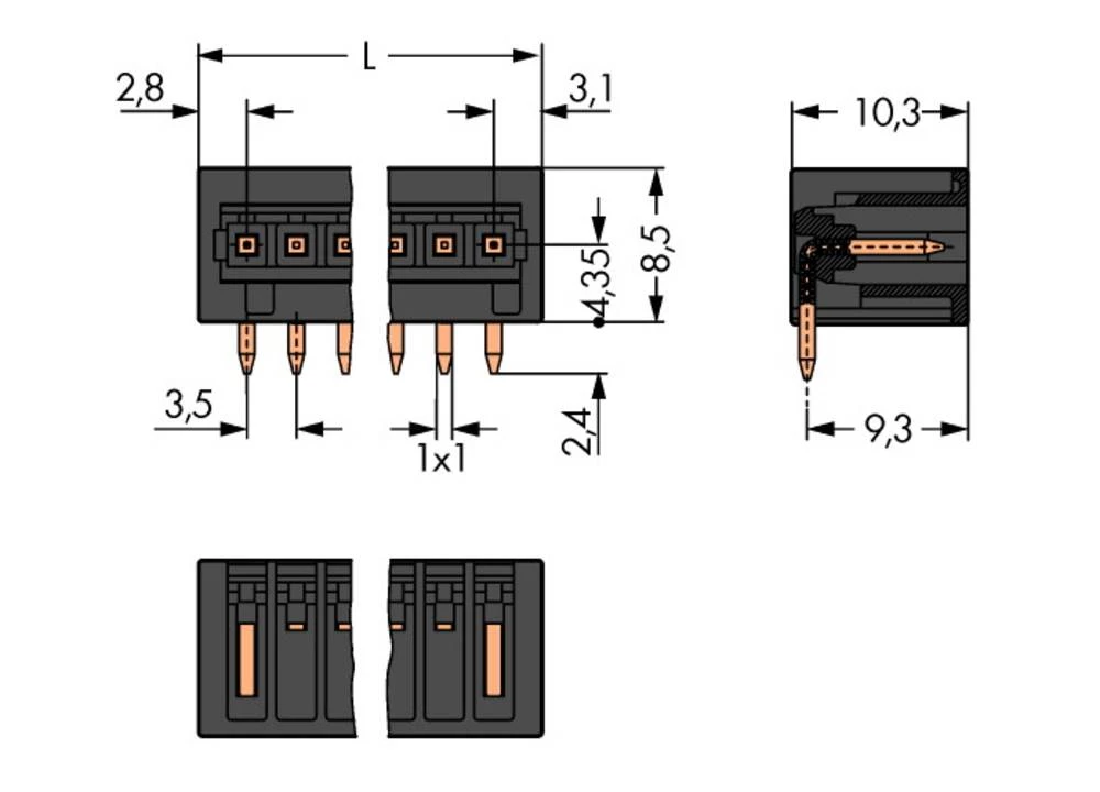 WAGO pin kučište-pločica 734 broj polova ukupno 5, razmaci: 3.50 mm 734-165/105-604 200 komada slika