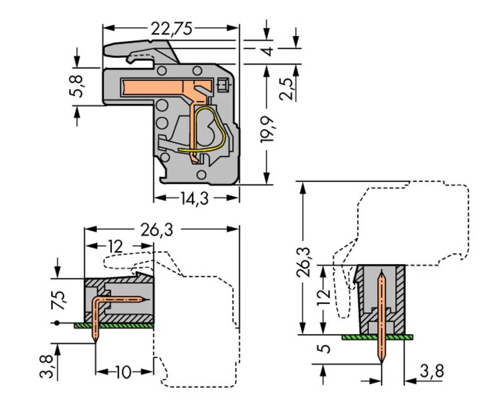 WAGO kučište utičnice-pločica 732 broj polova ukupno 8, razmaci: 7.50 mm 732-108/026-000 25 komada slika