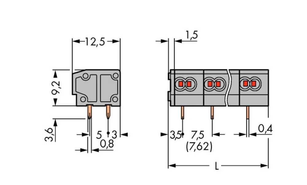 WAGO Opružni blok s stezaljkama 0.34 mm broj polova 1 sive boje 600 komada slika