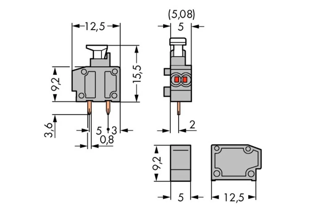 WAGO Opružni blok s stezaljkama 0.50 mm broj polova 1 sive boje 800 komada slika