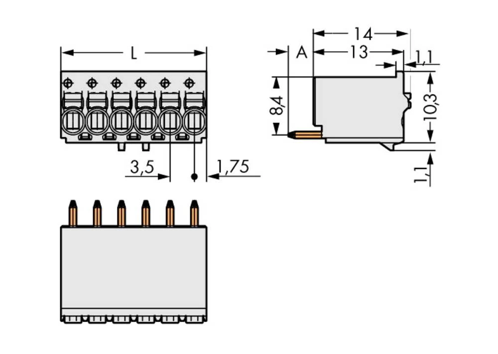 WAGO pin kučište-pločica 2091 broj polova ukupno 3, razmaci: 3.50 mm 2091-1173/200-000 200 komada slika