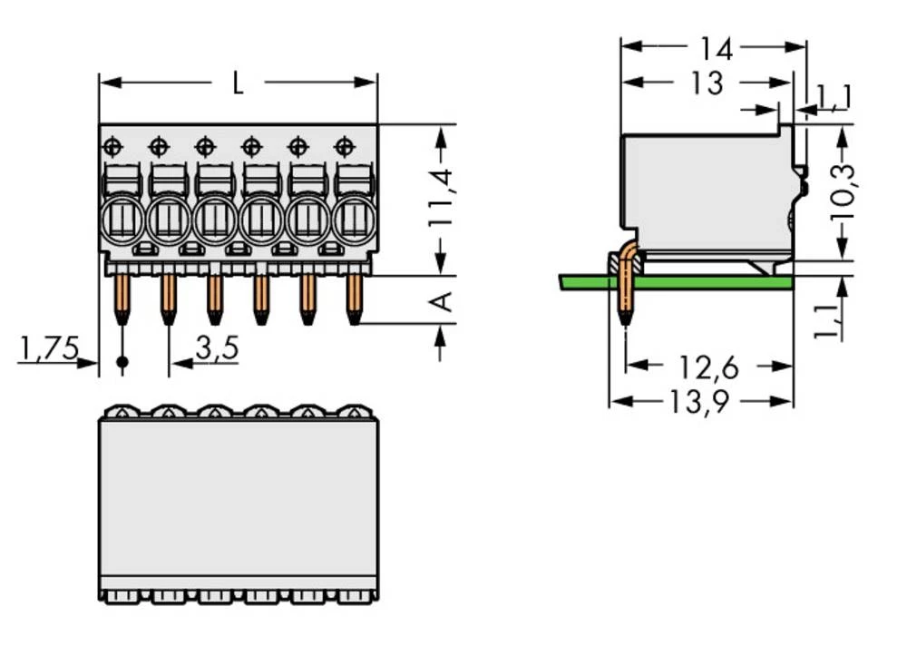 WAGO pin kučište-pločica 2091 broj polova ukupno 6, razmaci: 3.50 mm 2091-1376/000-5000 100 komada slika