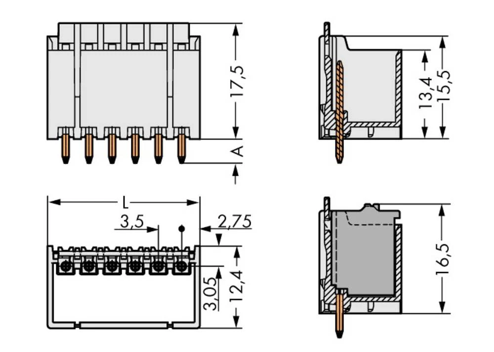 WAGO pin kučište-pločica 2091 broj polova ukupno 8, razmaci: 3.50 mm 2091-1408/200-000 100 komada slika