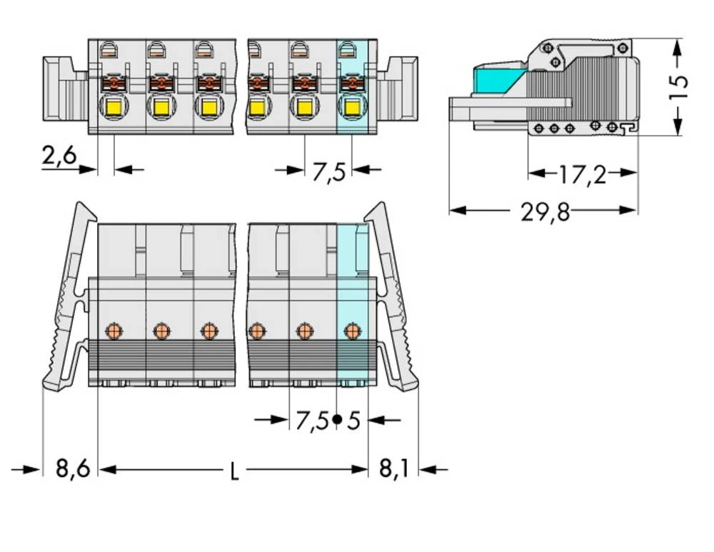WAGO kučište utičnice-Kabel 2721 broj polova ukupno 11, razmaci: 7.50 mm 2721-211/037-000 10 komada slika