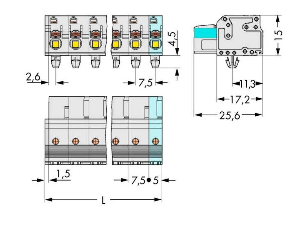 WAGO kučište utičnice-Kabel 2721 broj polova ukupno 2, razmaci: 7.50 mm 2721-202/008-000 100 komada slika