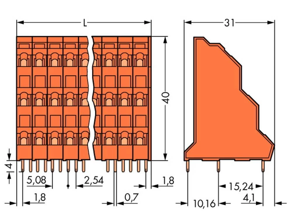 WAGO troetažna stezaljka 2.50 mm broj polova 12 narančaste boje 48 komada slika