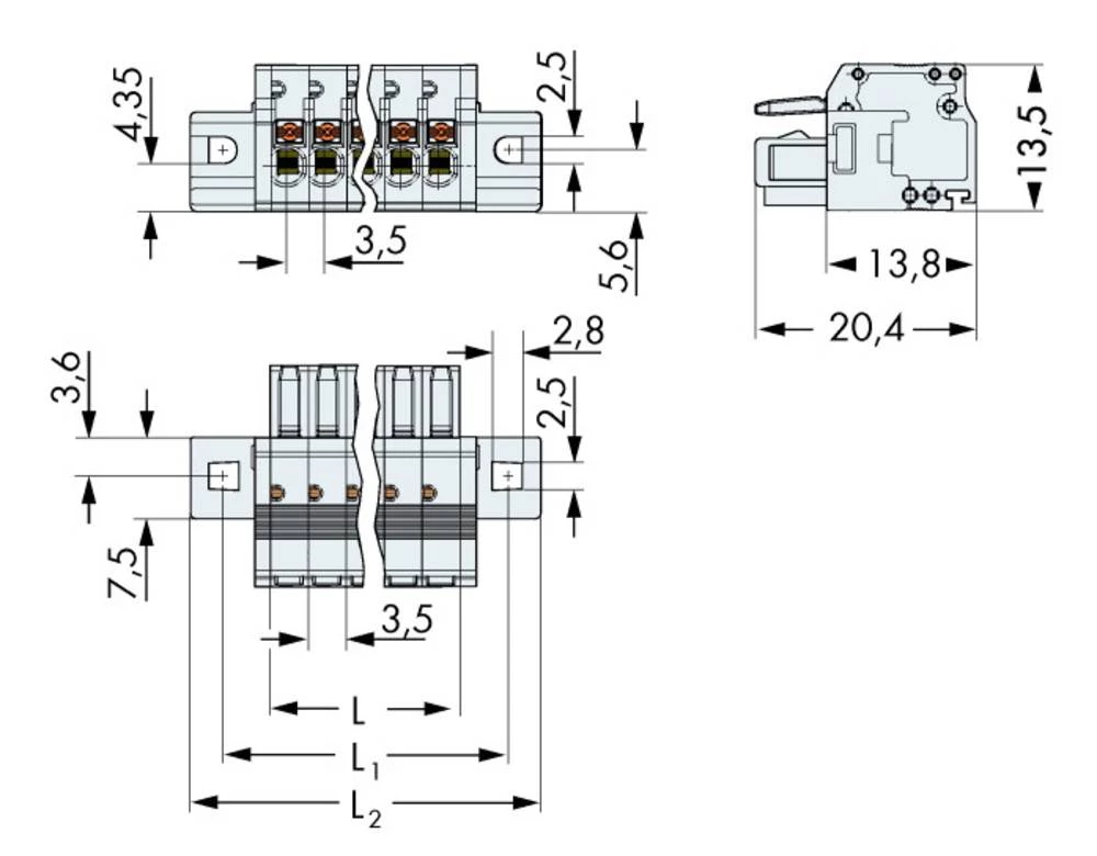 WAGO kučište utičnice-Kabel 2734 broj polova ukupno 2, razmaci: 3.50 mm 2734-102/031-000 100 komada slika