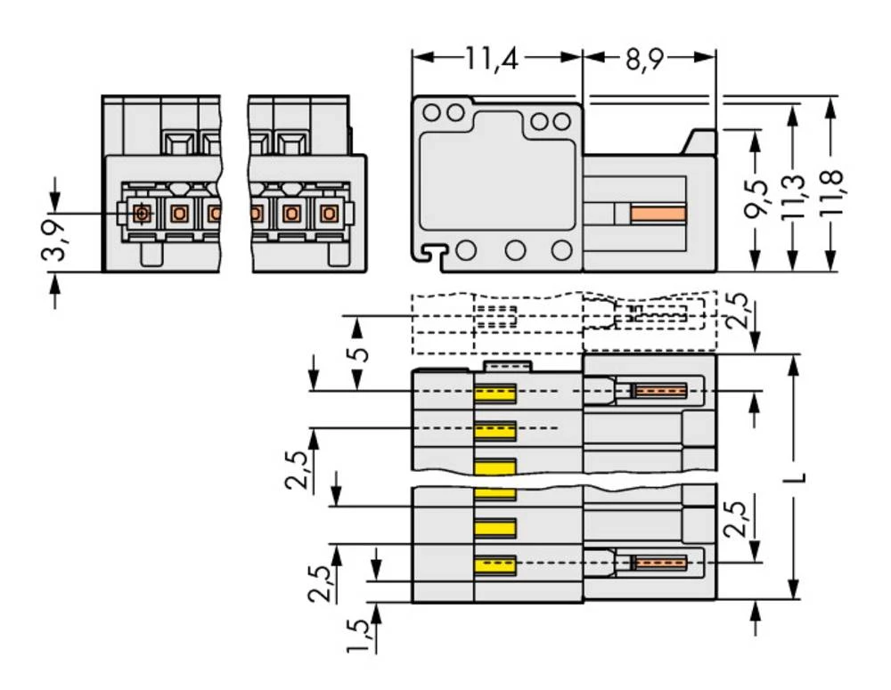 WAGO pin kučište-Kabel 733 broj polova ukupno 2, razmaci: 2.50 mm 733-202 200 komada slika