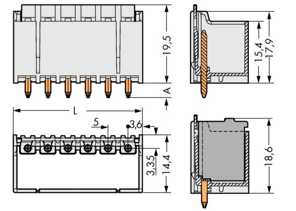 WAGO pin kučište-pločica 2092 broj polova ukupno 8, razmaci: 5 mm 2092-1408/200-000 100 komada slika