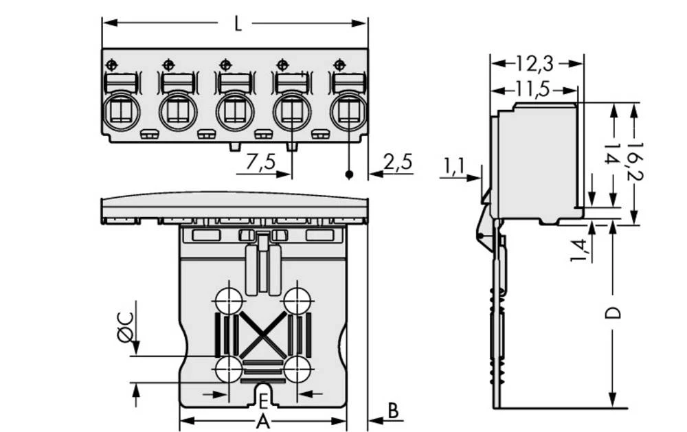 WAGO pin kučište-pločica 2092 broj polova ukupno 4, razmaci: 7.50 mm 2092-3104/002-000 100 komada slika