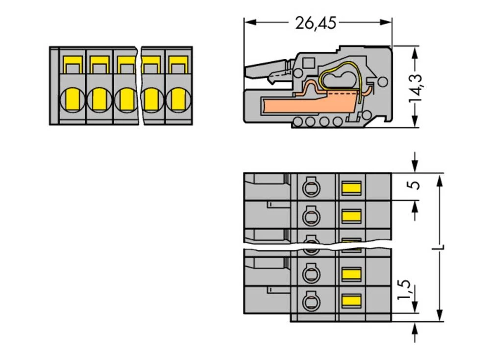 WAGO kučište utičnice-Kabel 231 broj polova ukupno 4, razmaci: 5 mm 231-104/026-000 100 komada slika