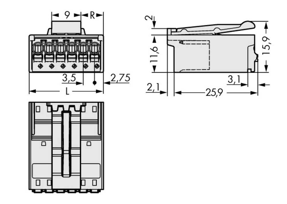 WAGO pin kučište-pločica 2091 broj polova ukupno 4, razmaci: 3.50 mm 2091-1524/002-000 200 komada slika