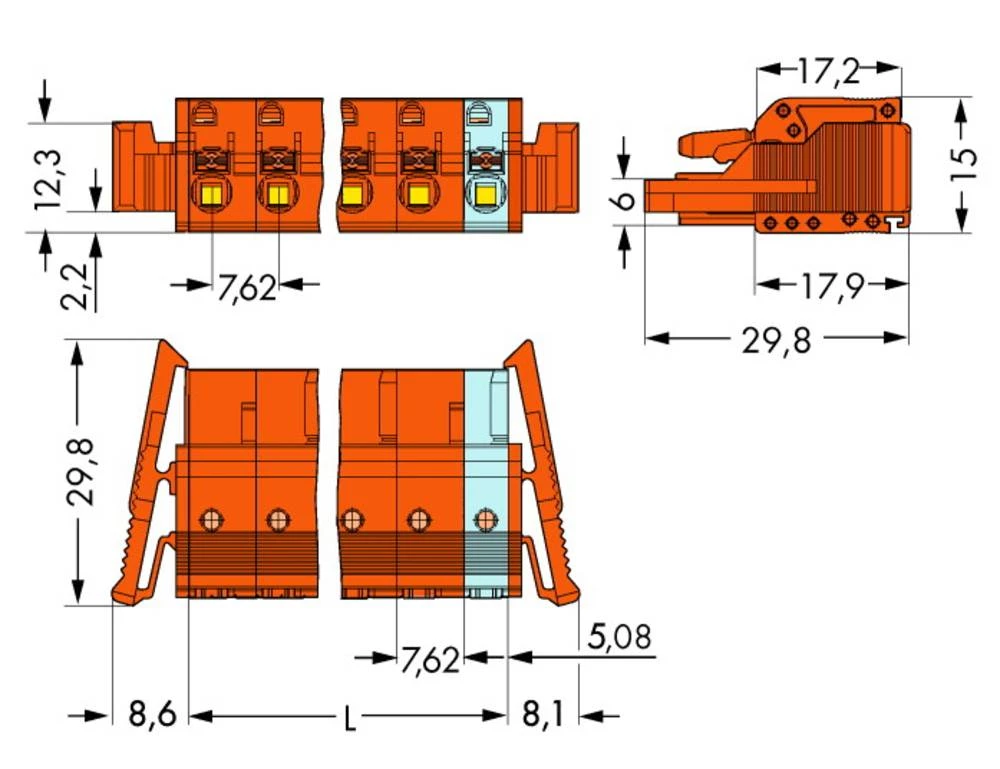 WAGO kučište utičnice-Kabel 2231 broj polova ukupno 3, razmaci: 7.62 mm 2231-703/037-000 50 komada slika