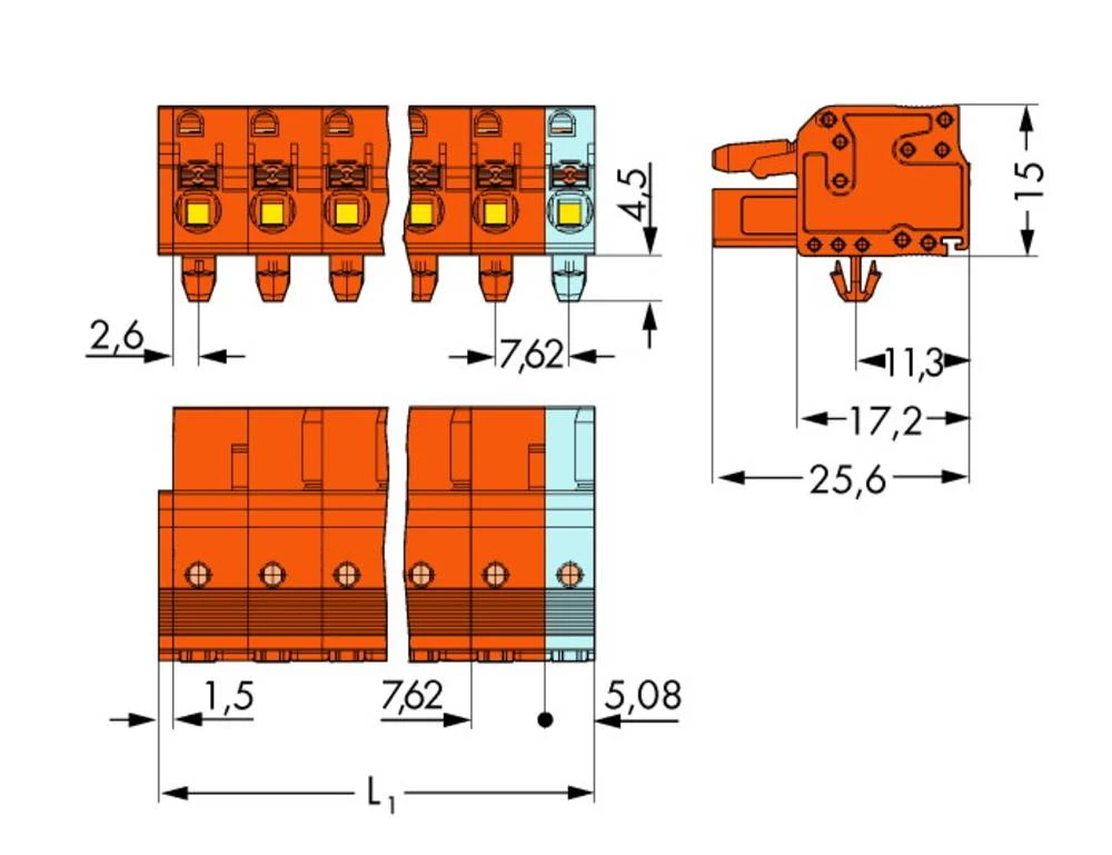 WAGO kučište utičnice-Kabel 2231 broj polova ukupno 4, razmaci: 7.62 mm 2231-704/008-000 50 komada slika