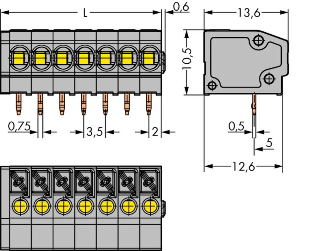 WAGO Opružni blok s stezaljkama 1.50 mm broj polova 6 sive boje 220 komada slika