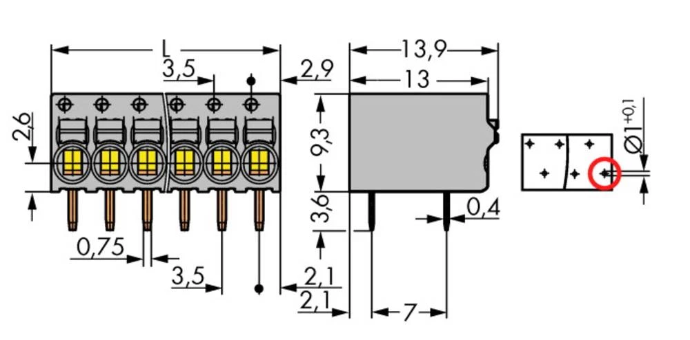 WAGO Opružni blok s stezaljkama 1 mm broj polova 6 sive boje 120 komada slika