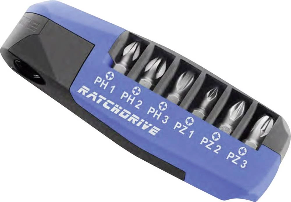 Industrijski PH/PZ bit-nastavke Ratchdrive 25102, TORX T10/T15/T20/T25/T30/T40, 7-dijelni komplet slika
