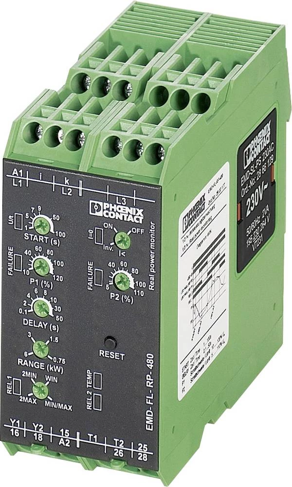 Nadzorni relej 2 preklopni 1 kom. Phoenix Contact EMD-FL-RP-480 1-fazni, 3-fazni, podopterećenje, preopterećenje, memorija pogre slika