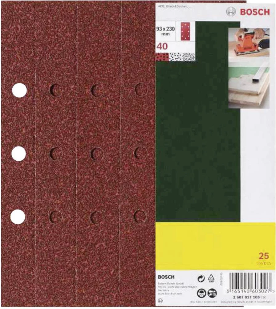 Vibracijski brusni papir Bosch Promoline 2607017102 probušeni granulacija 240 (D x Š) 230 mm x 93 mm 25 kom. slika