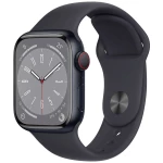 Apple Watch Series 8 GPS + Cellular 41 mm ponoćno aluminijsko kućište s ponoćnim sportskim remenčićem - običan Apple Watch Series 8 GPS + Cellular 41 mm kućište od aluminija ponoć sportska narukvic...