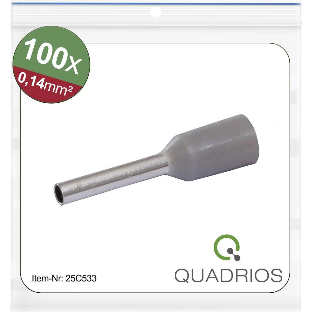 Quadrios 25C533 kabelski završetak 0.14 mm² izolirani dio siva 100 kom. slika