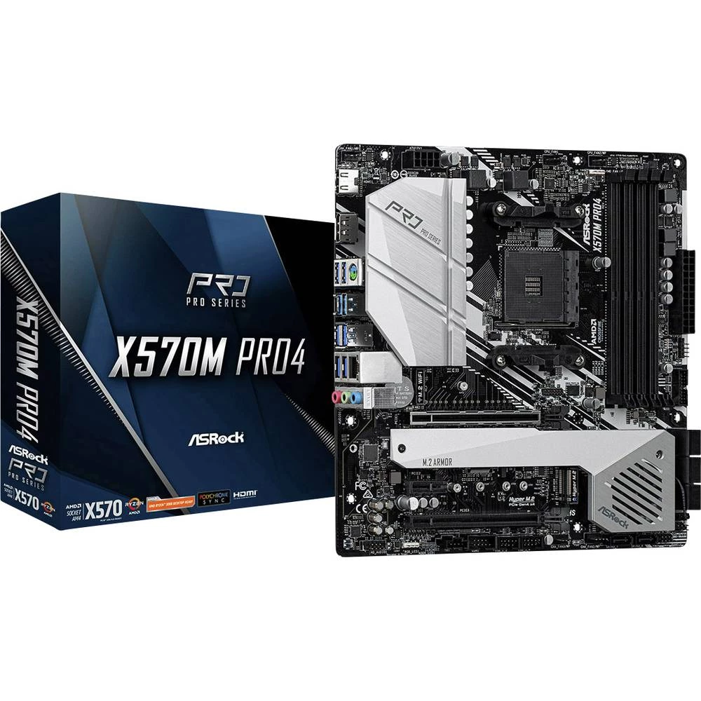 Matična ploča ASRock X570M Pro4 Baza AMD AM4 Faktor oblika Micro-ATX Set čipova matične ploče AMD&reg; X570 slika