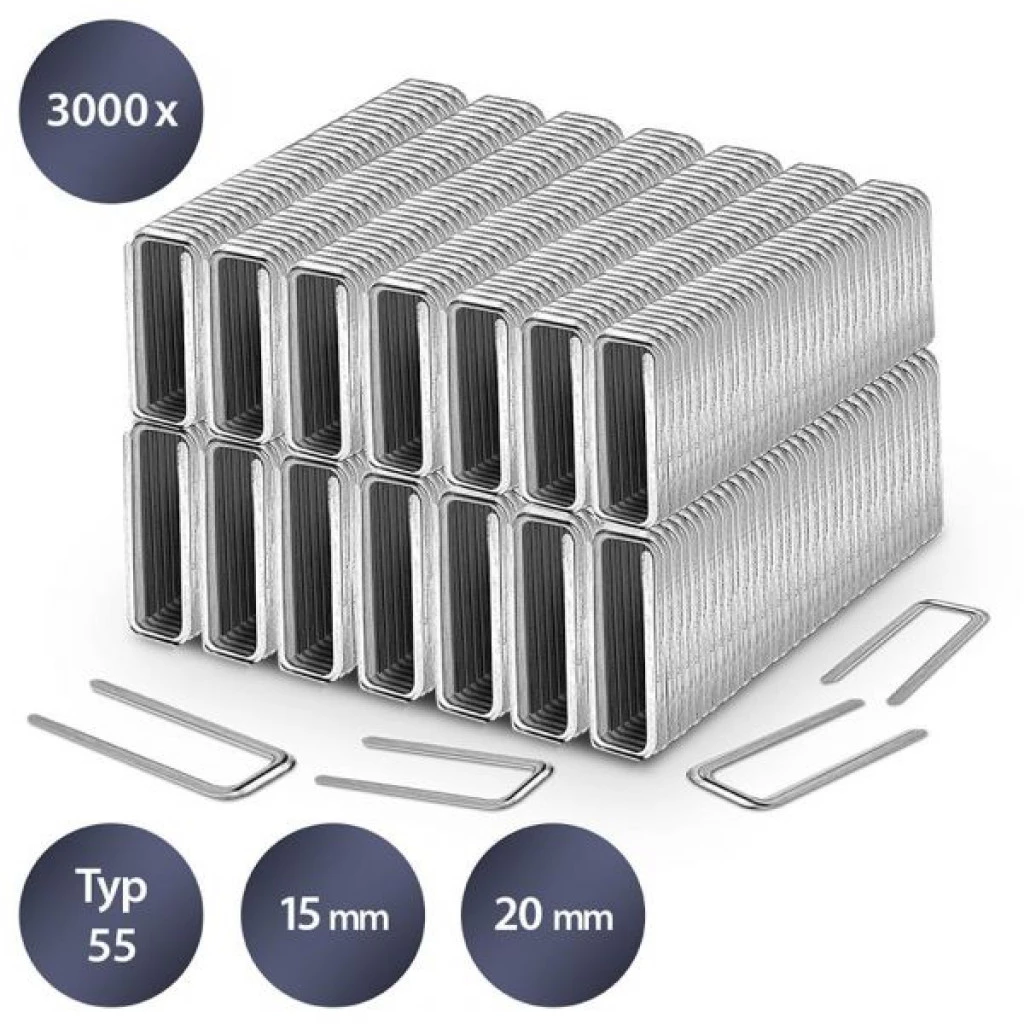 Komplet umetaka za heftaricu tip 55, dužina 15-20 mm (3000 komada) slika