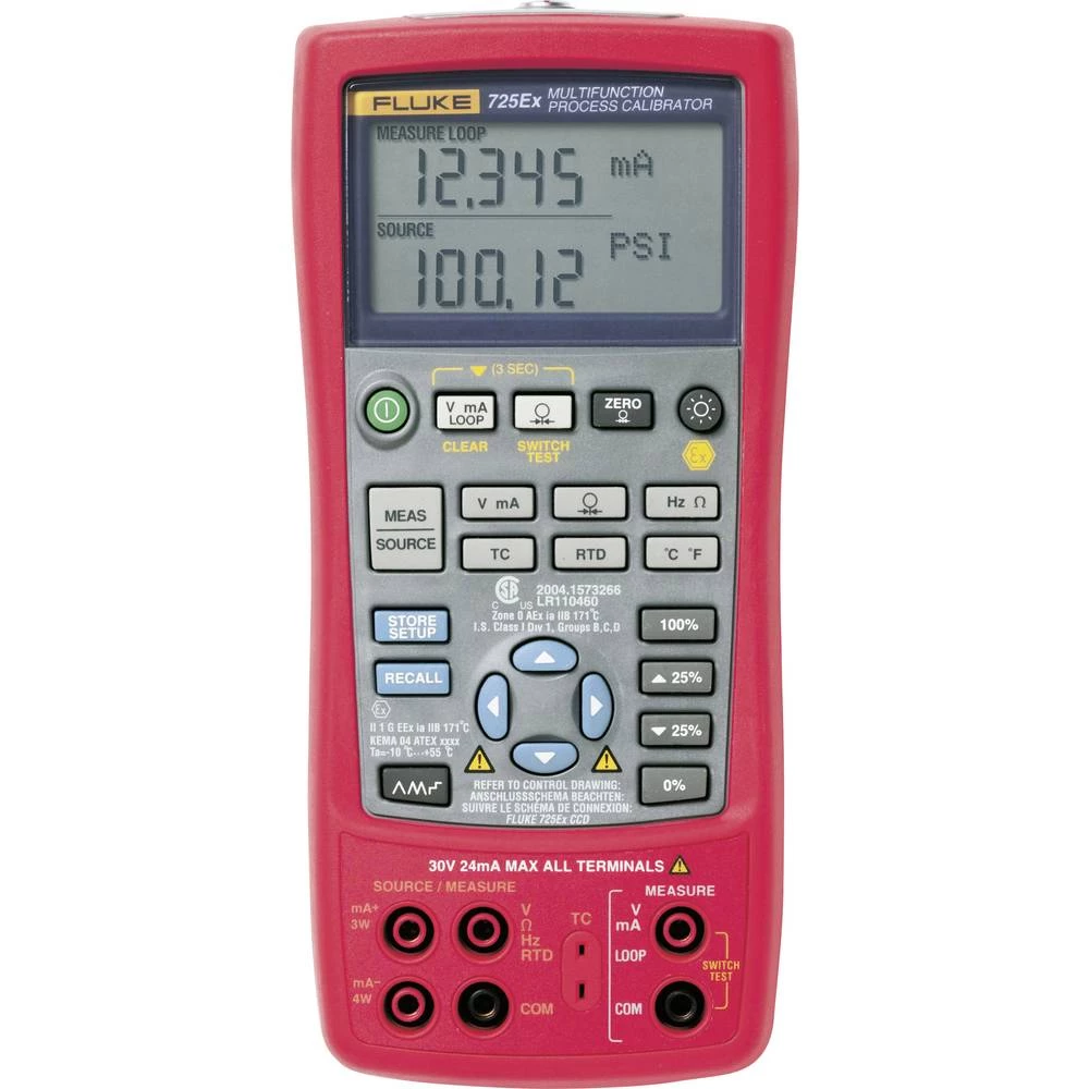 Fluke 725Ex Kalibrator Napon, Električna energija, Temperatura, Otpornost, Tlak, Frekvencija 4 x mignon baterija AA (uklj. u isp slika