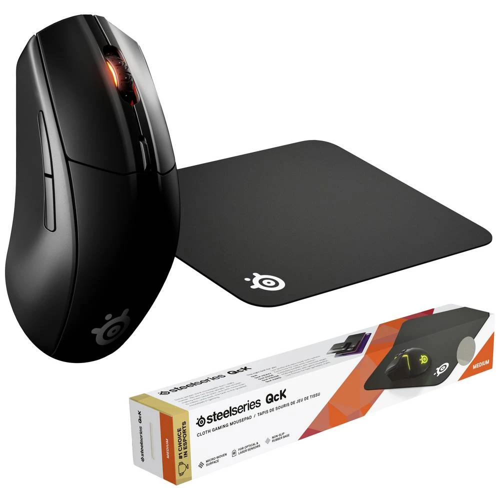 Steelseries Rival 3 Wireless, Qck Medium Bundle igraći miš bežično optički crna 6 Tipke 18000 dpi osvjetljen slika
