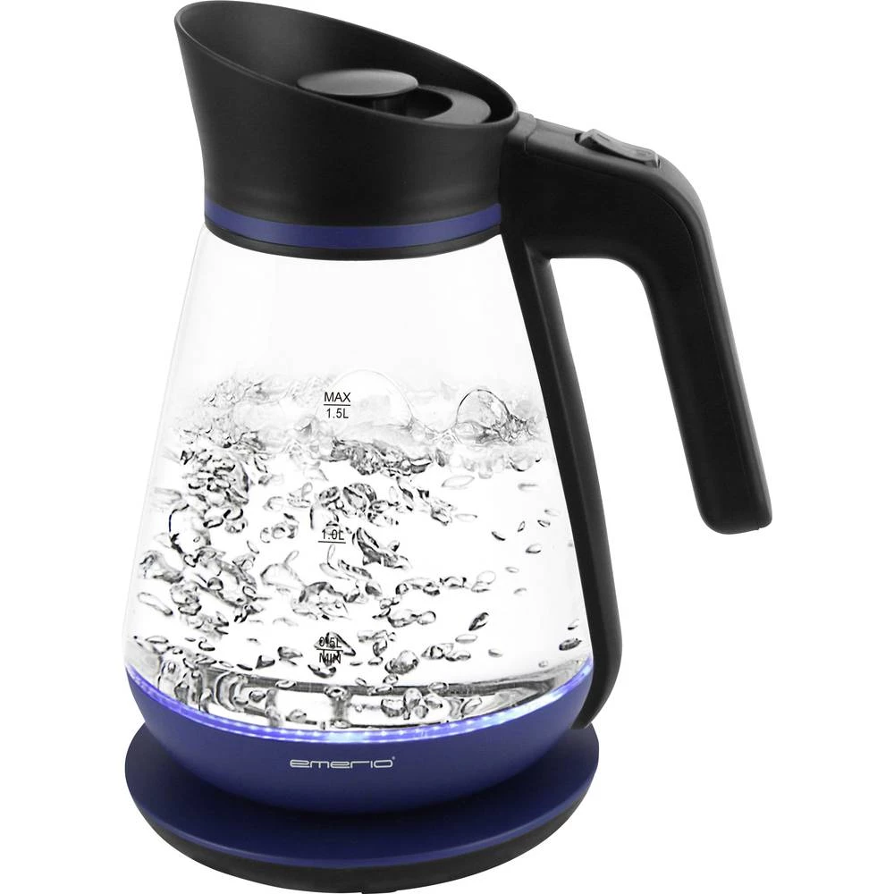 Kuhalo za vodu Bezžičan EMERIO WK-111898.5 Staklo, Crna, Plava boja slika