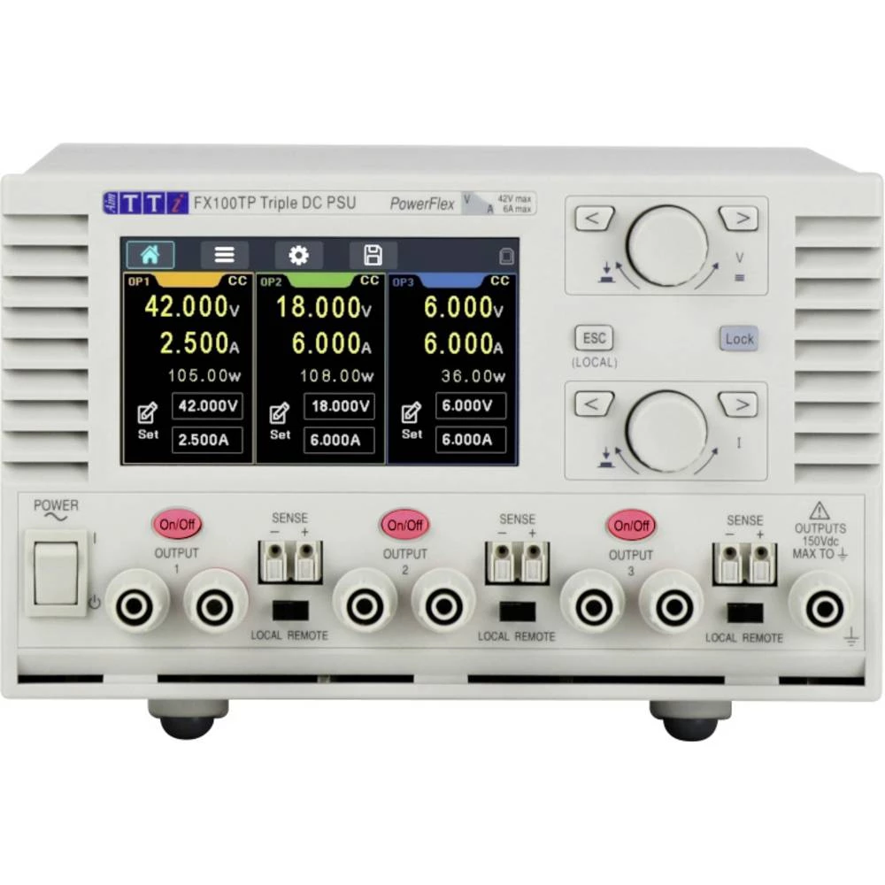 Aim TTi FX100TP laboratorijsko napajanje, podesivo 0 - 42 V 1 mA - 6 A 246 W daljinsko kontrolirano, OVP, tanak dizajn B slika