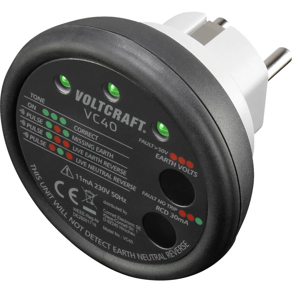 VOLTCRAFT VC40 SE ispitivač utičnica  CAT II 300 V slika