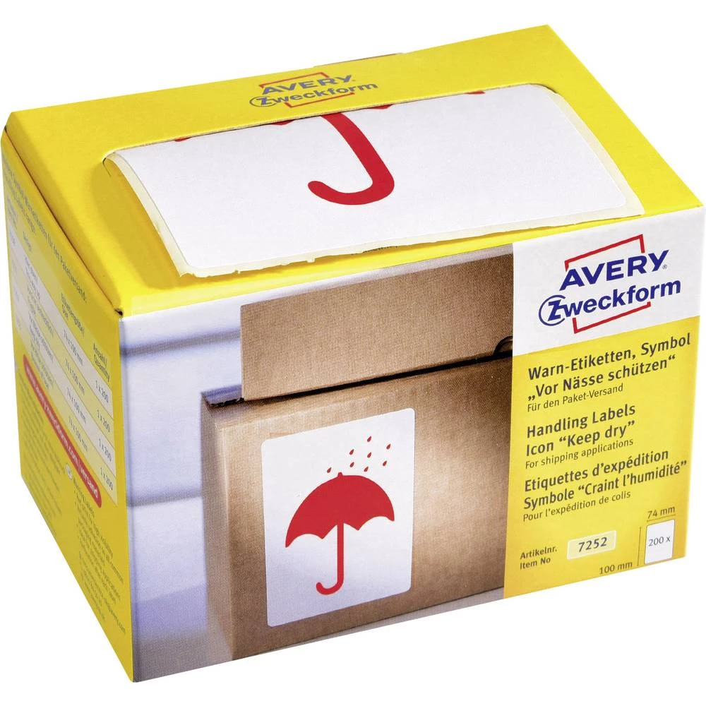Avery-Zweckform 7252 Naljepnica u roli 74 x 100 mm Papir Crvena 200 ST Naljepnice za upozorenje slika