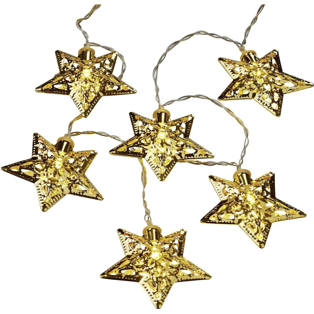 Hellum 522426 Svjetlosni lanac s motivom Zvijezde Unutra baterijski pogon LED Toplo-bijela Osvjetljena duljina: 1.35 m slika