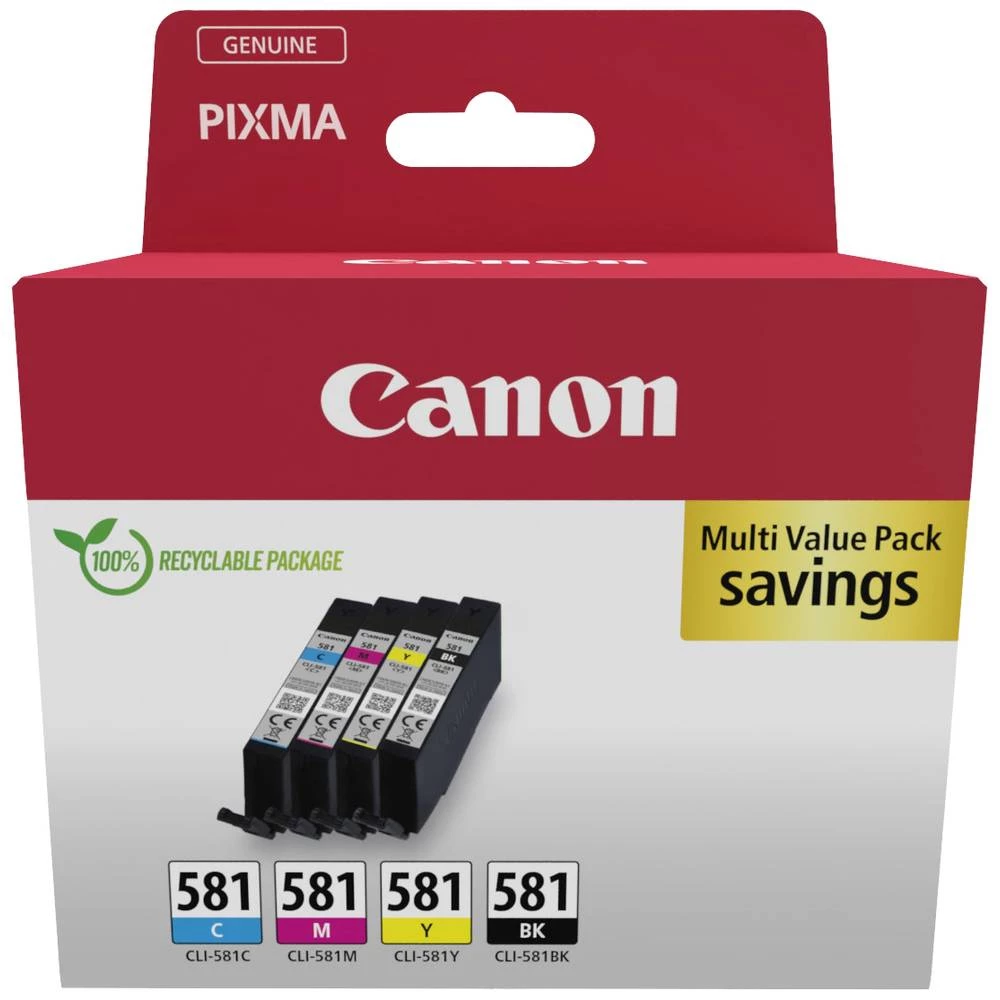 Canon tinta CLI-581 C/M/Y/BK Multipack original kombinirano pakiranje crn, cijan, purpurno crven, žut 2103C007 slika