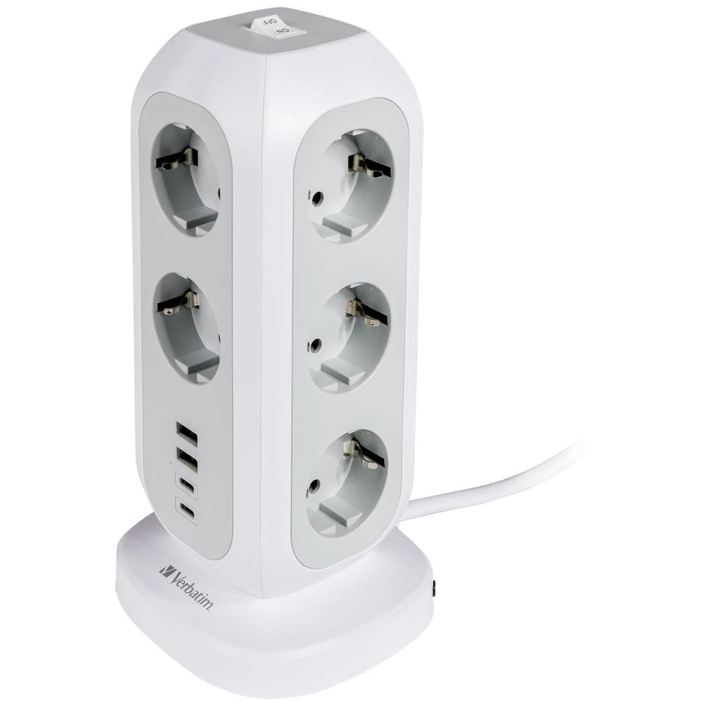 Verbatim Euro Multi-Plug Tower EUPT-01 s 11 AC utičnica, 2 USB-C i 2 USB-A priključka Verbatim 49547 razvodna utičnica bijela utičnica 1 St. slika