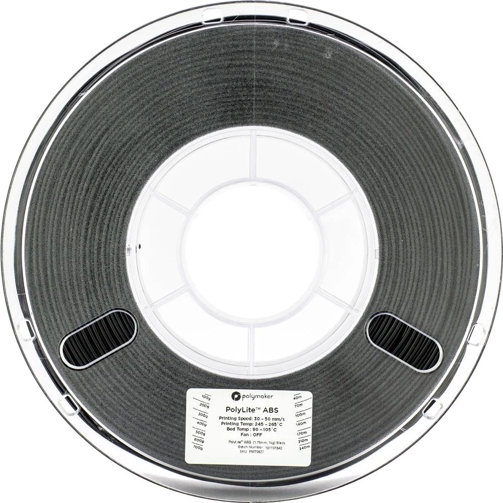 3D pisač filament Polymaker PolyLite 70628 ABS plastika 2.85 mm Crna 1 kg slika