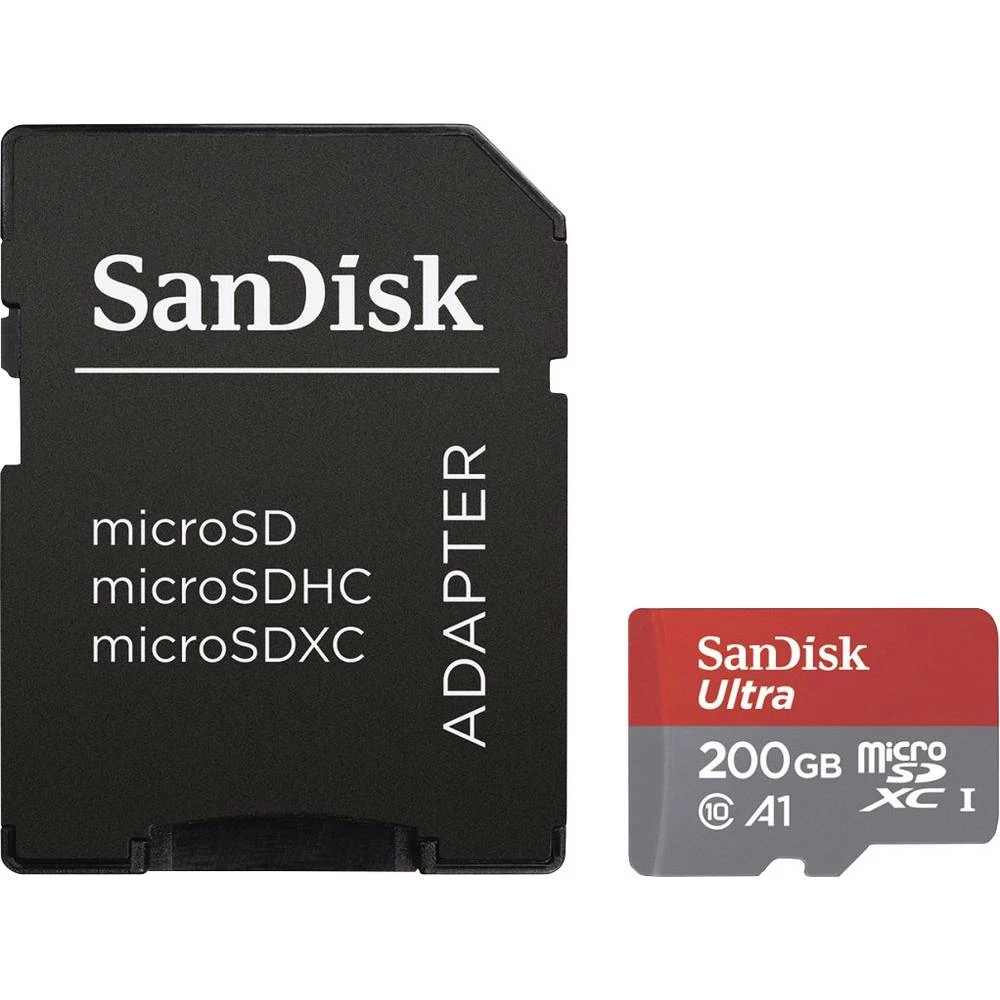 microSDXC kartica 200 GB SanDisk Ultra® Class 10, UHS-I Standard izvedbe A1, Uklj. Android softver, Uklj. SD-adapter slika