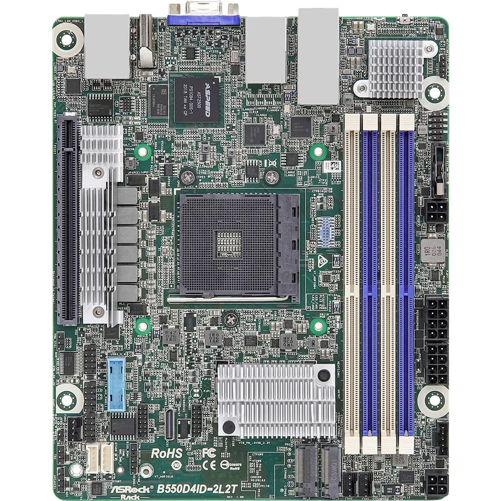 ASRock B550D4ID-2L2T matična ploča Baza AMD AM4 Faktor oblika (detalji) Mini-ITX Set čipova matične ploče AMD® B550 slika