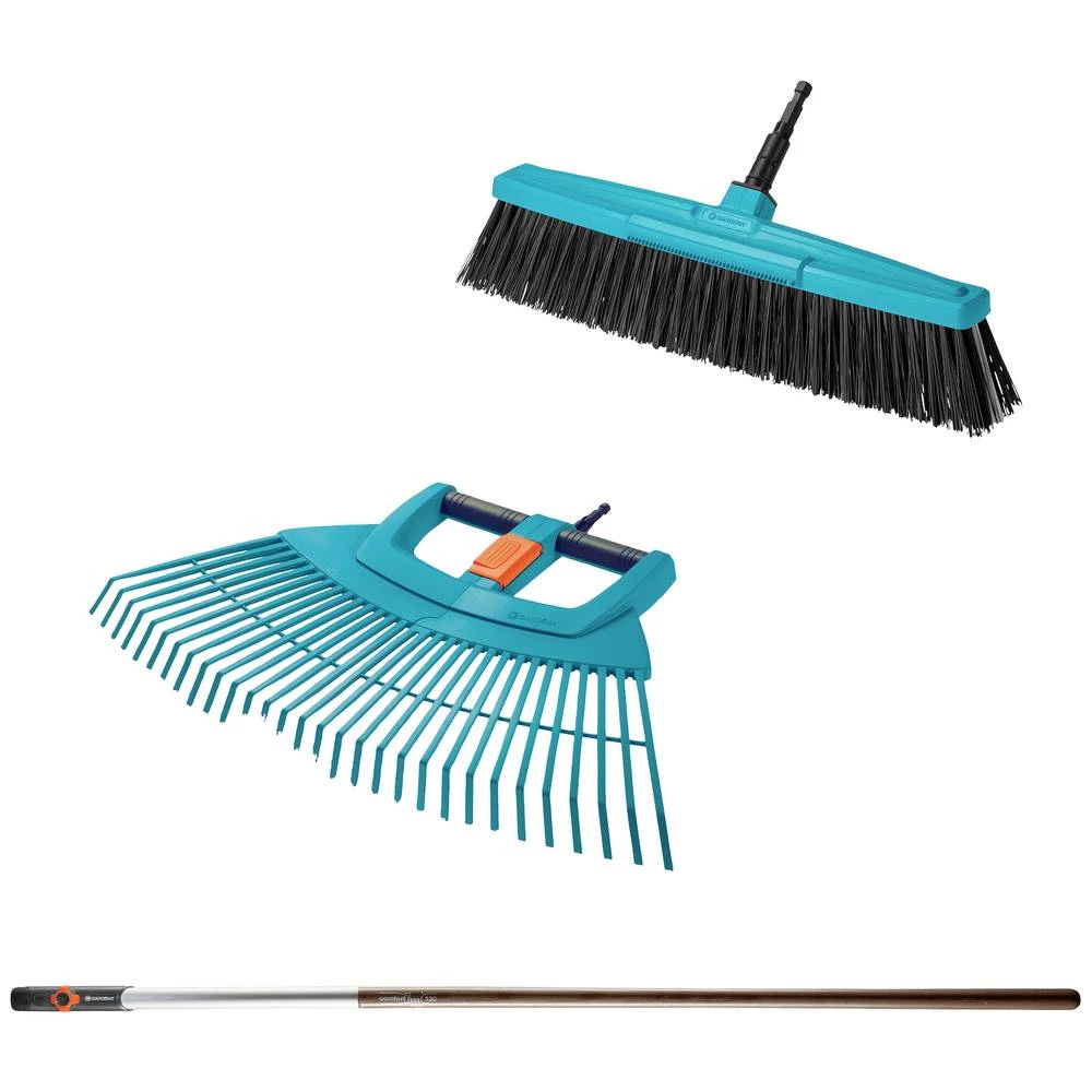 combisystem travnjak i set za čišćenje (lepezasta četka XXL + ulična četka + drška) set vrtnog alata 17356-60   gardena kombinirani sustav slika