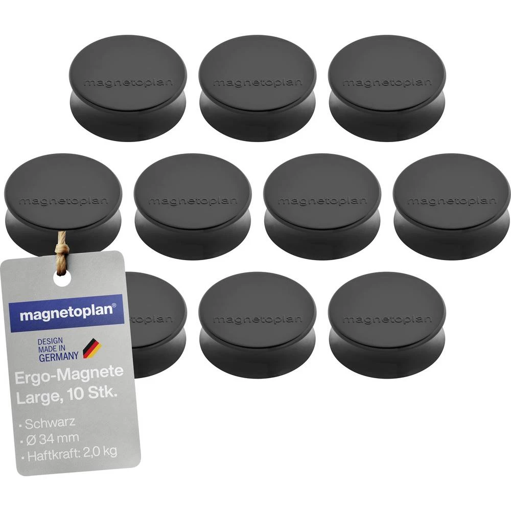 magnetoplan magnet (Ø x V) 34 mm x 12.5 mm okrugli crna 10 kom. 1665012 slika