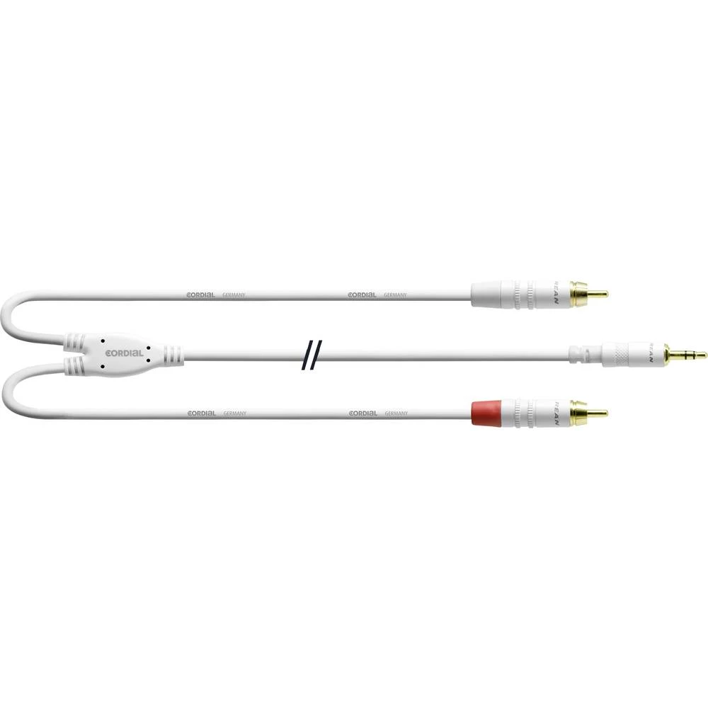 Audio Adapter cable [1x 3,5 mm banana utikač - 2x Muški cinch konektor] 3 m Bijela Cordial slika