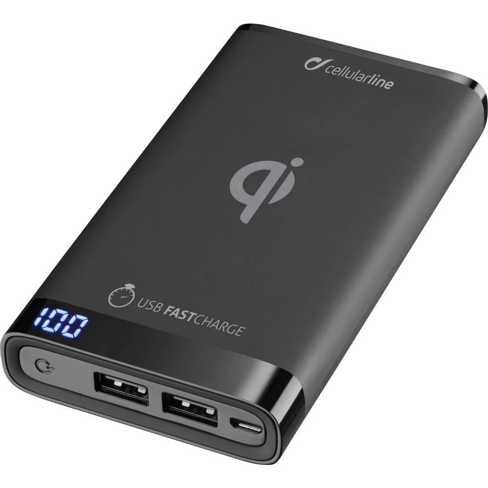 Cellularline Indukcijski Powerbank 8000 mAh FreePower Manta FREEPMANTA8WIRK Izlazi Qi standard Crna slika
