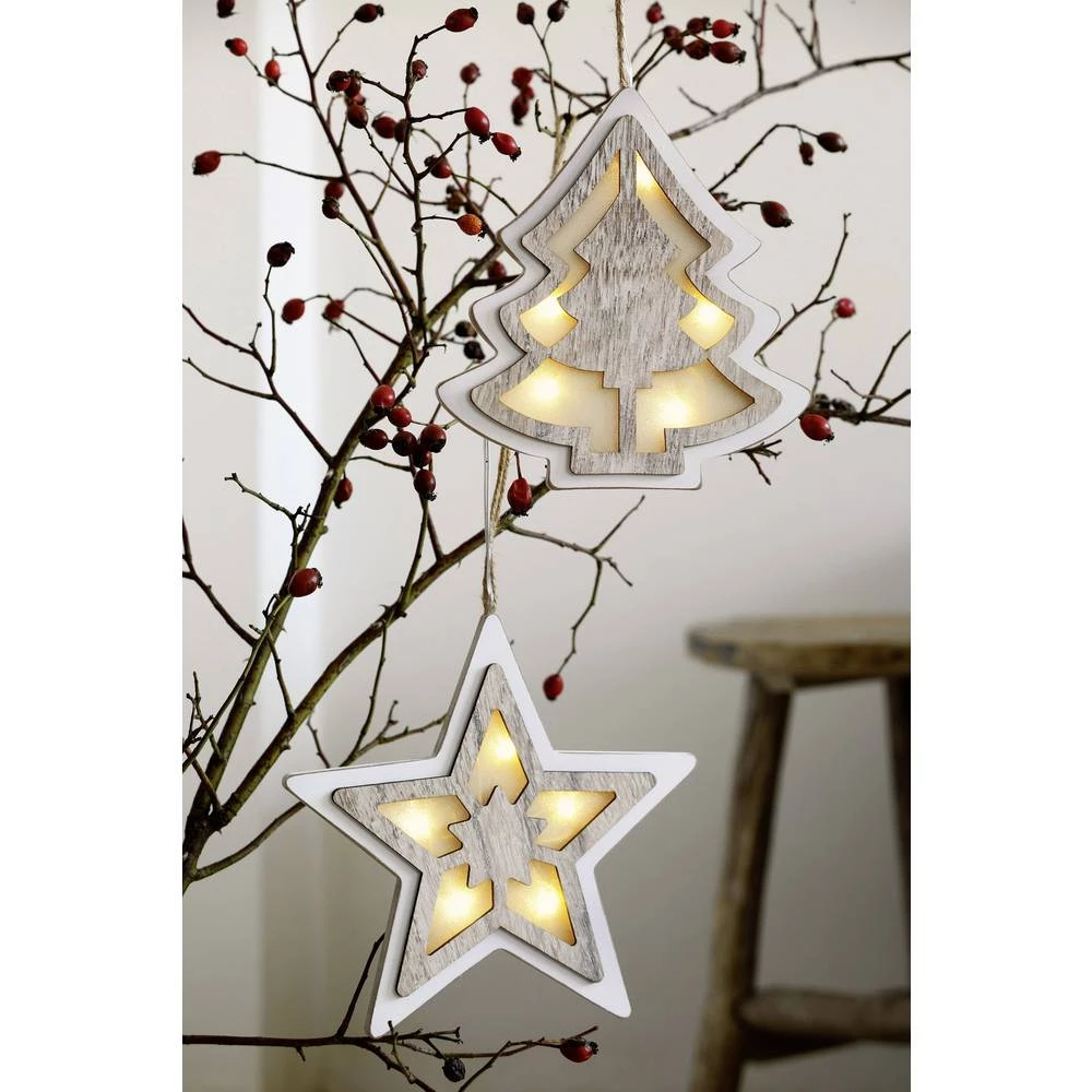 Hellum 521047 Zvijezda Toplo-bijela LED Bijela, Drvo (obojeno) slika