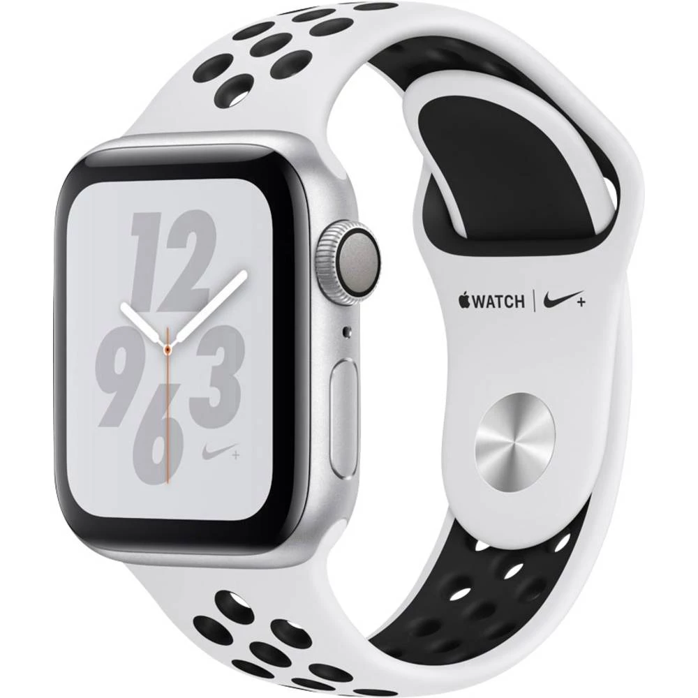 Apple Pametni sat serije 4 Nike+ 40 mm Kućište od aluminija Srebrna Sportska narukvica Platinasta, Crna slika