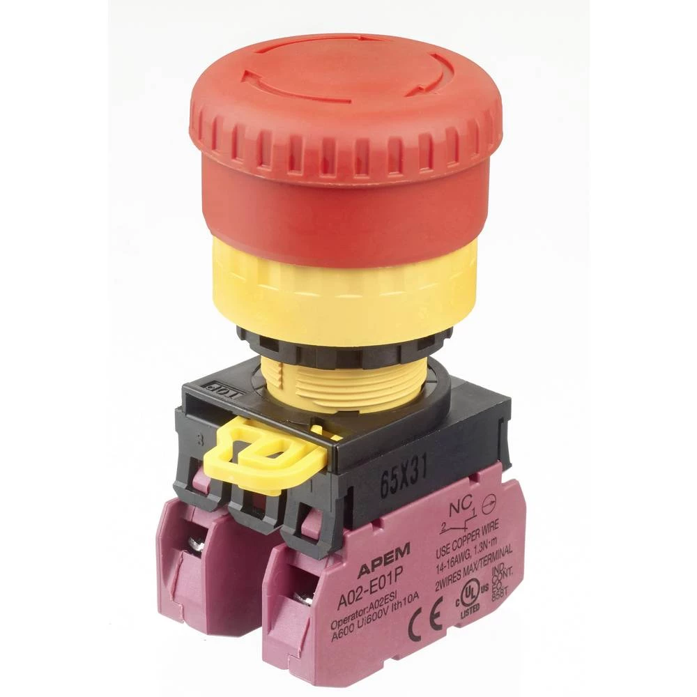 Prekidač za isključivanje u nuždi 240 V/AC 3 A 1 otvarač APEM A02ESI3B101IX0 IP65 (sprijeda) 1 ST slika