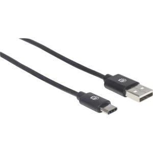 Manhattan USB kabel USB 2.0 USB-A utikač, USB-C™ utikač 2 m crna slika