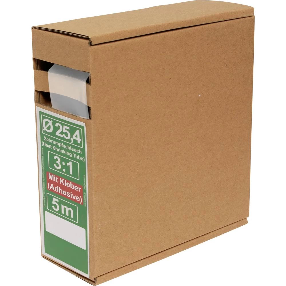 Quadrios 25CA506 skupljajuća cijev s ljepilomi prozirna 25.4 mm 8.5 mm Stopa skupljanja:3:1 5 m slika